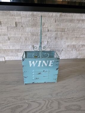 Turquoise Metal Wine Caddy Tote
